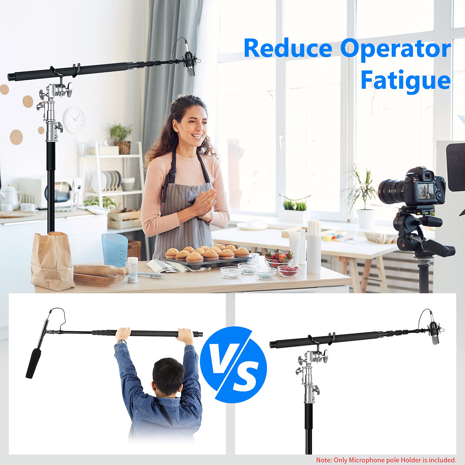 NEEWER Metal Microphone Boom Support Holder for C-Stands and Mic Stands, Black